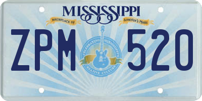 MS license plate ZPM520