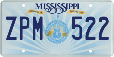 MS license plate ZPM522