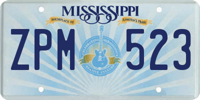MS license plate ZPM523