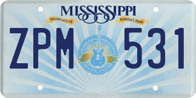 MS license plate ZPM531