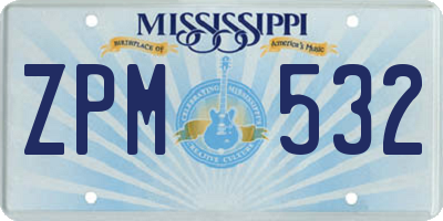 MS license plate ZPM532
