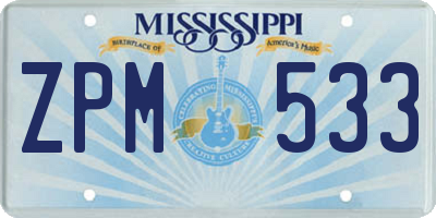 MS license plate ZPM533