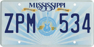 MS license plate ZPM534