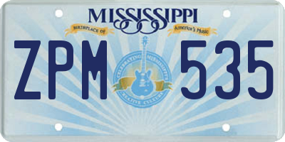 MS license plate ZPM535