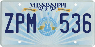 MS license plate ZPM536