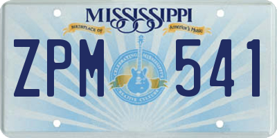 MS license plate ZPM541