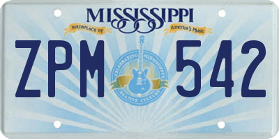 MS license plate ZPM542