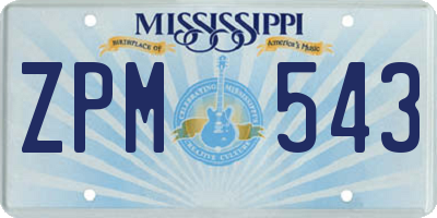 MS license plate ZPM543