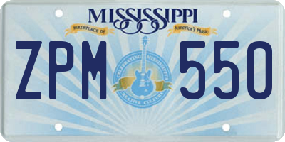 MS license plate ZPM550