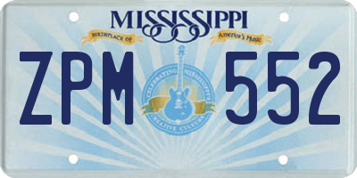 MS license plate ZPM552