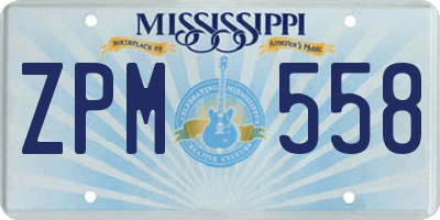 MS license plate ZPM558