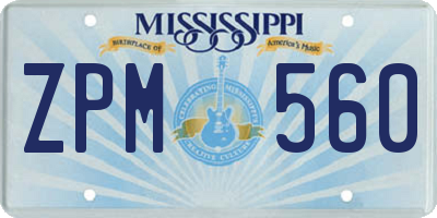 MS license plate ZPM560