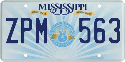 MS license plate ZPM563