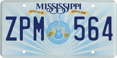 MS license plate ZPM564