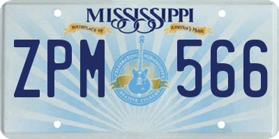 MS license plate ZPM566