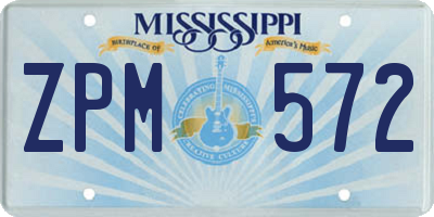 MS license plate ZPM572