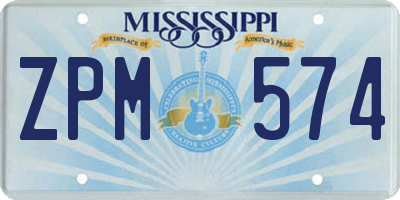 MS license plate ZPM574
