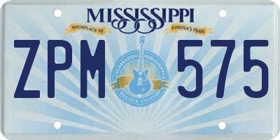 MS license plate ZPM575