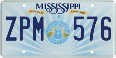 MS license plate ZPM576