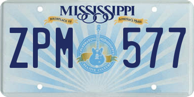MS license plate ZPM577