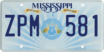 MS license plate ZPM581