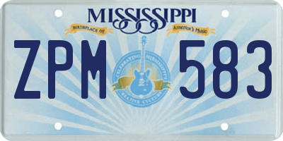 MS license plate ZPM583