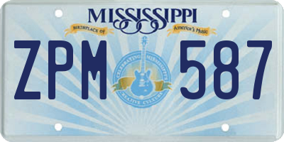 MS license plate ZPM587