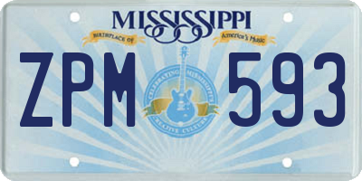 MS license plate ZPM593