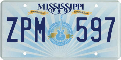 MS license plate ZPM597