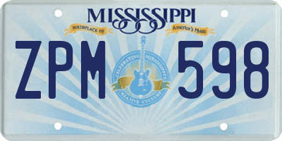 MS license plate ZPM598