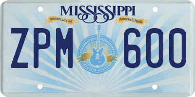 MS license plate ZPM600