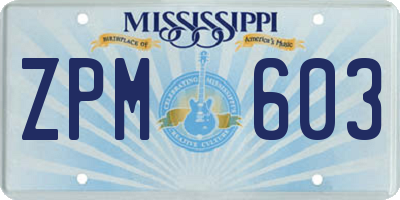 MS license plate ZPM603