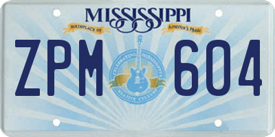 MS license plate ZPM604