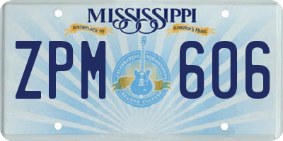 MS license plate ZPM606