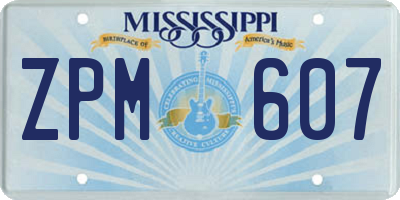 MS license plate ZPM607