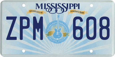 MS license plate ZPM608