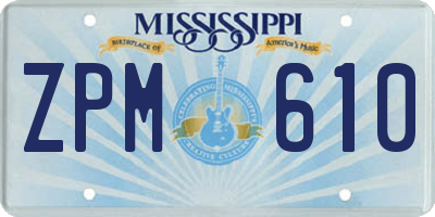 MS license plate ZPM610