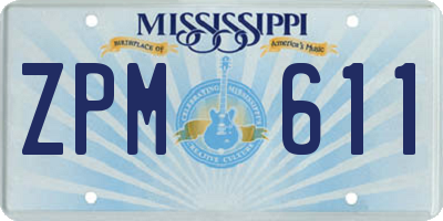 MS license plate ZPM611