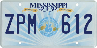 MS license plate ZPM612