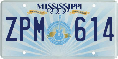 MS license plate ZPM614