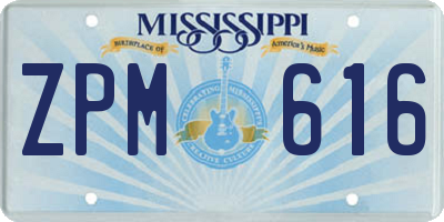MS license plate ZPM616