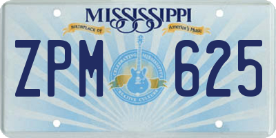 MS license plate ZPM625