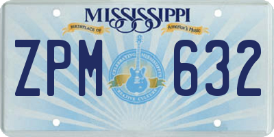 MS license plate ZPM632