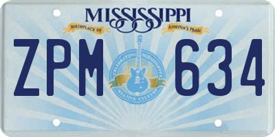 MS license plate ZPM634