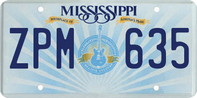 MS license plate ZPM635