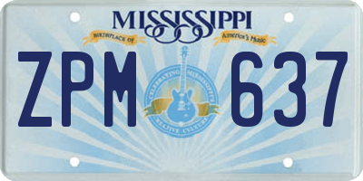 MS license plate ZPM637
