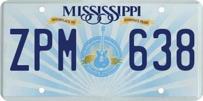 MS license plate ZPM638