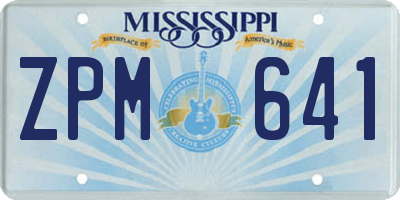 MS license plate ZPM641