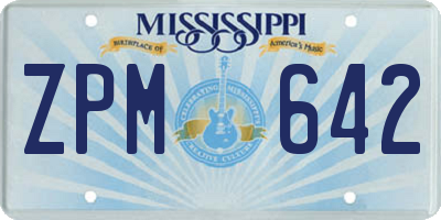 MS license plate ZPM642