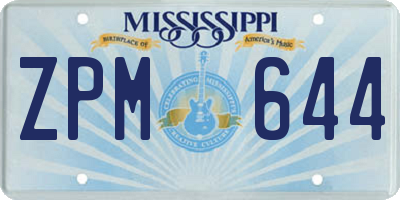 MS license plate ZPM644